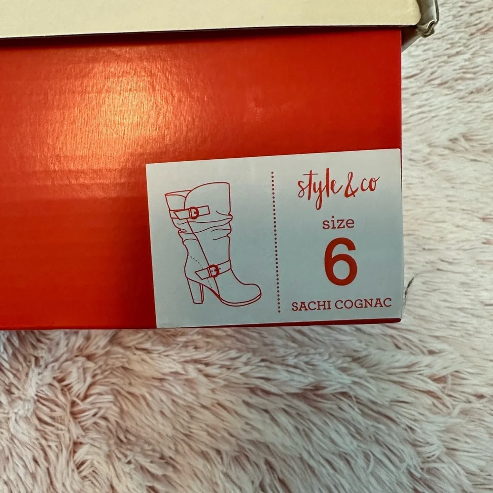 Style&Co Sachi Cognac Mid-Calf boots Size 6 - Picture 3 of 3
